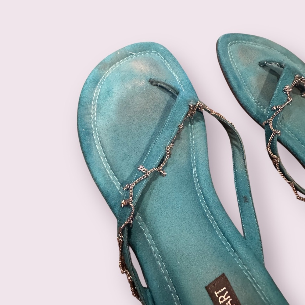 Colin Stuart Turquoise Sandals with Metallic Detail - Picture 3 of 7